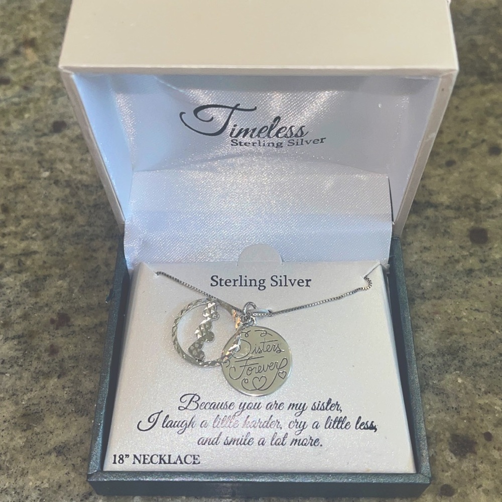 ❤️NEW!!!❤️ Timeless Sterling Silver 18” Necklace “Sister Forever”.
